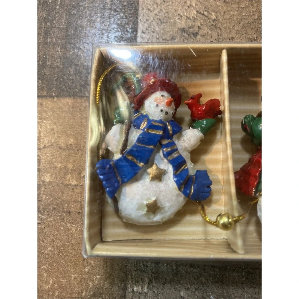 Vintage 90s Holiday Home set of‎ 12 hand-painted miniature snowman Garland New